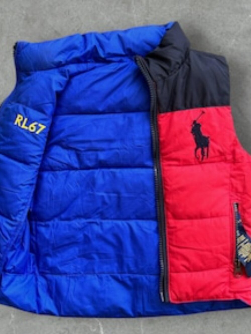 Polo Ralph Lauren Reversible Kid Puffer Vest Size 3T Polo Pony & RL 67 Logos